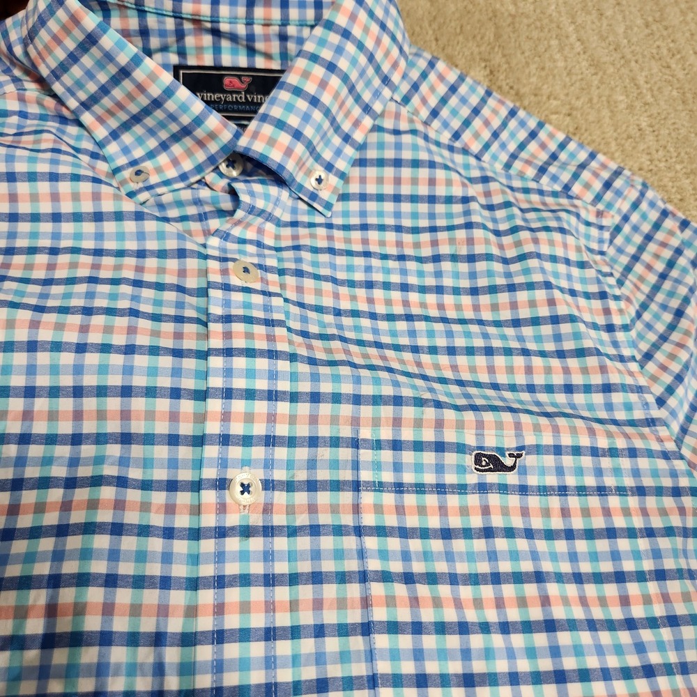 Vineyard Vines Performance Shirt Men XS Classic Fit Tucker Button Gingham Check